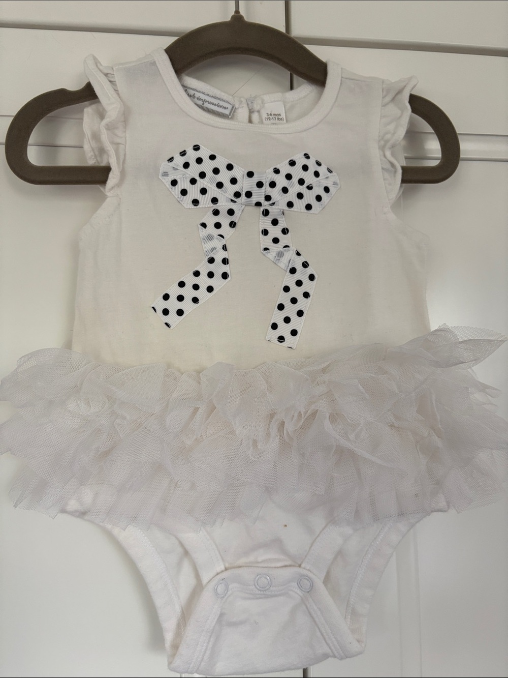 Impressions White Tulle Bow Ruffle Baby Bodysuit